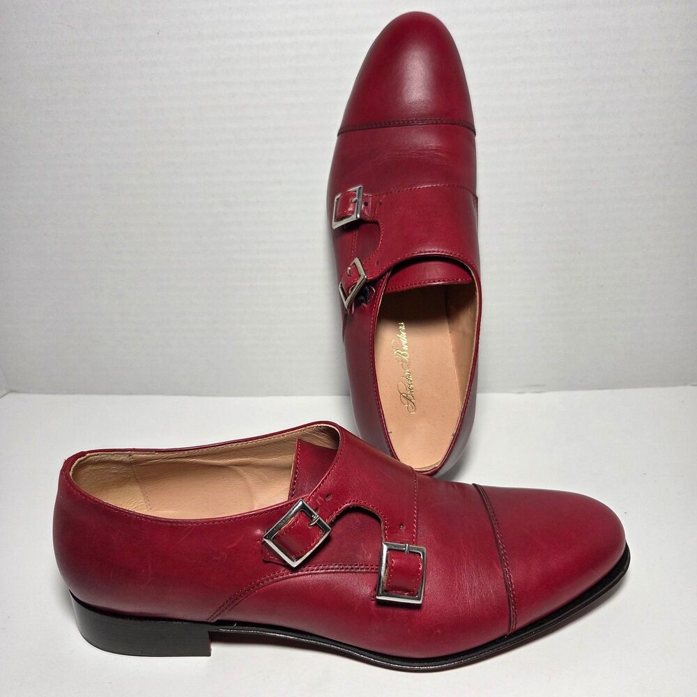 Brooks Brothers Womens 7 Double Monk Strap Shoes Oxblood Leather Dark Academia